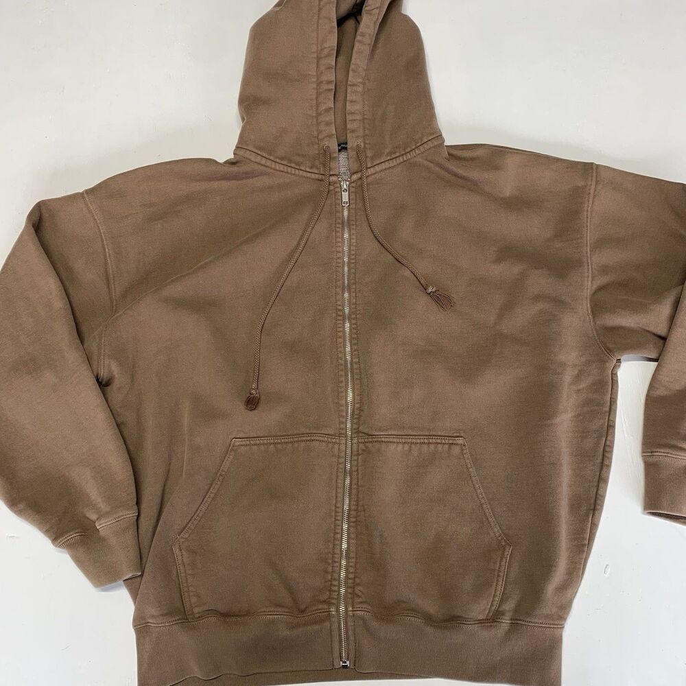 Brandy Melville Hoodie Womens Oversized Heavyweight Zip-Up L/XL Brown Sweatshirt